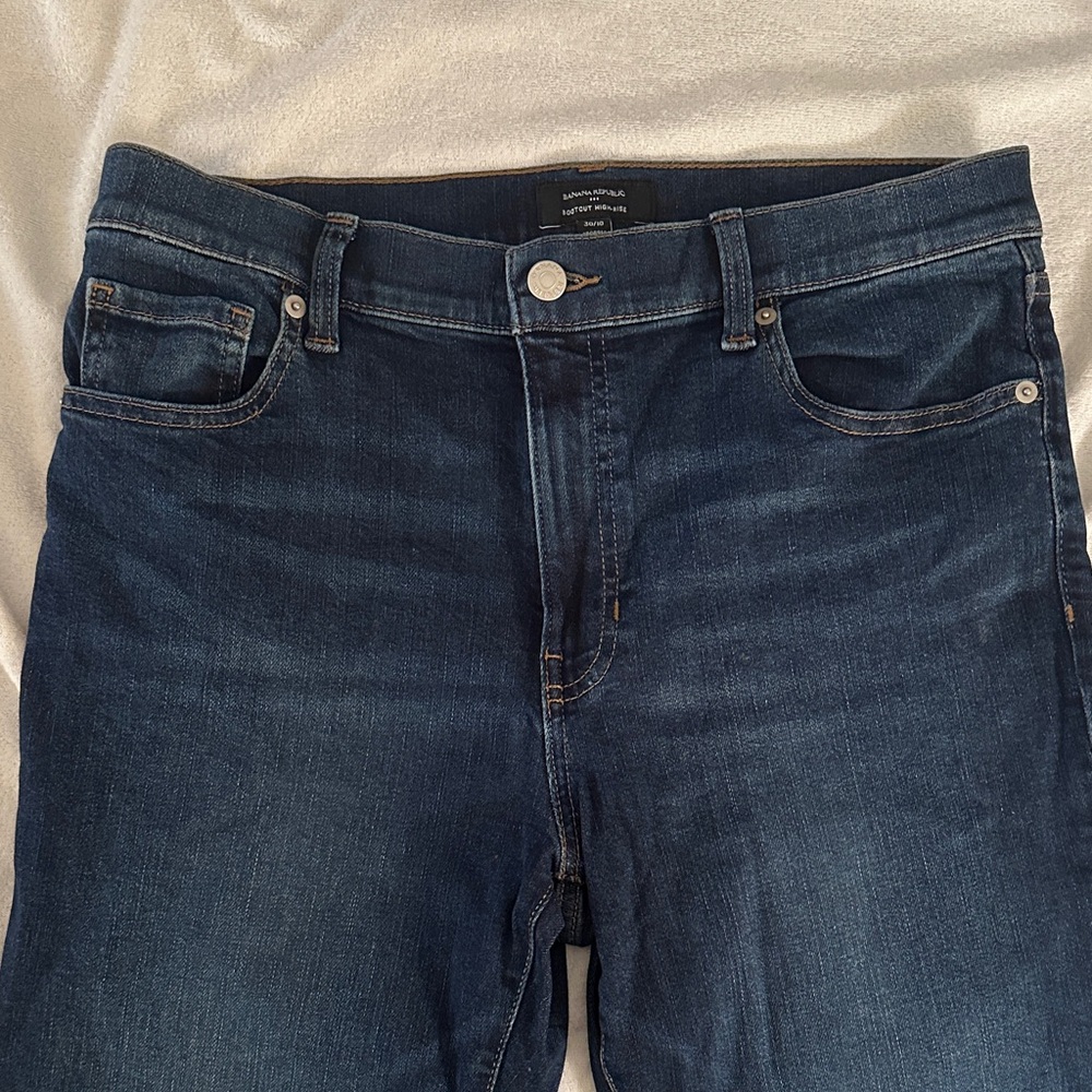 Dark Blue Banana Republic Bootcut High-Rise Stretch Jeans